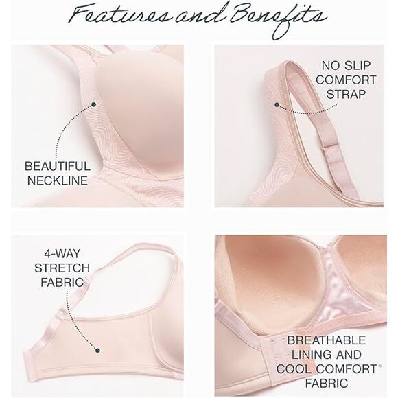 New Playtex Womens 42B Tan Wireless Bra 18 Hour Full Coverage T-Shirt Bra - Picture 4 of 6